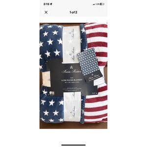Brooks Brothers King Luxe Plush Blanket American Flag Stars Stripes Patriotic